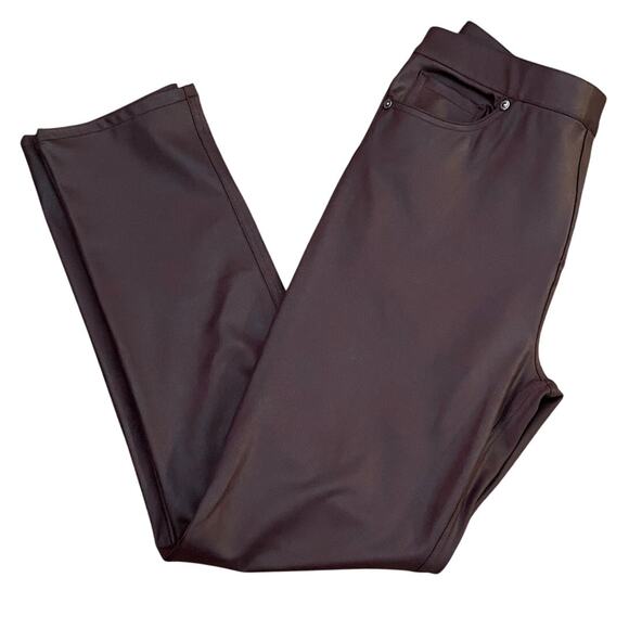 DG2 Diane Gilman Medium Womens Coated Knit Faux Leather Look Pull On Slim Pants - Picture 6 of 10